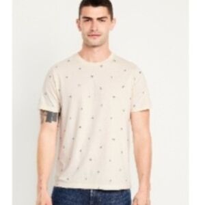 Beige T-shirt with Small Print Flowers